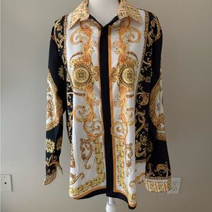 Black and Gold Baroque Dress Shirt